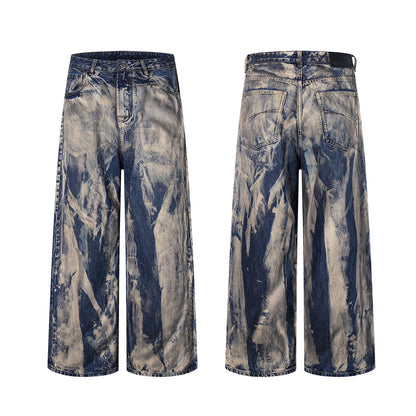 Washed Design Wide Leg Denim Jeans WN23047