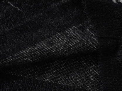 Fake Mink Fleece Letter Embroidery Oversize Knit Sweater WN11580