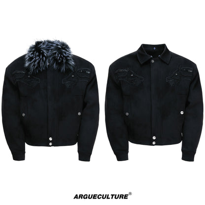 Vintage Suede Fake Fur Wide Jacket WN22660