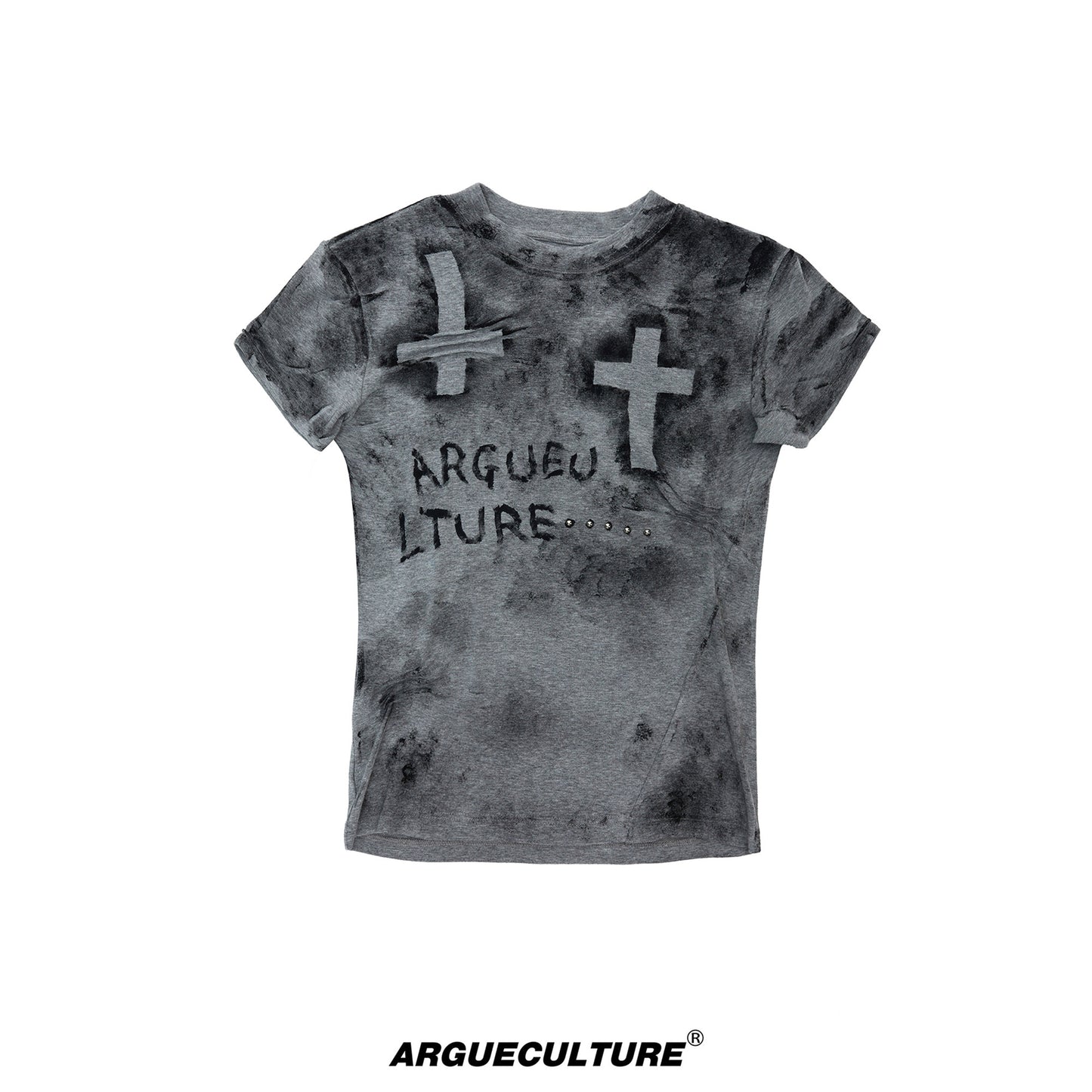 Cross Dirty Wash Stud Stretch Short Sleeve T-Shirt WN26997