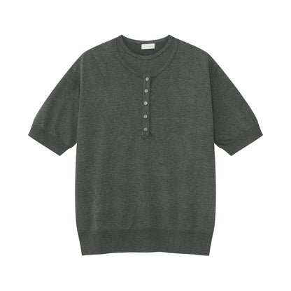 Fake Two Pieces Crew Neck Knit Short Sleeve Shirt WN24956
