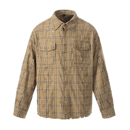 Plaid Damage Wash Long Sleeve Shirt WN25716