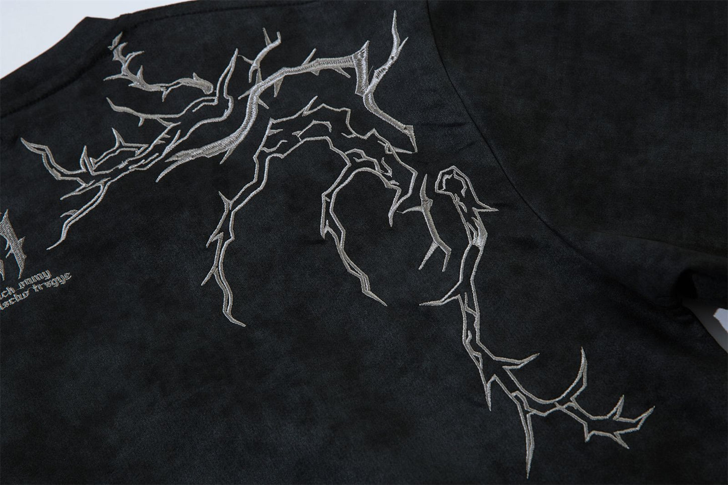 Embroidery Suede Design Oversize Short Sleeve T-Shirt WN15080