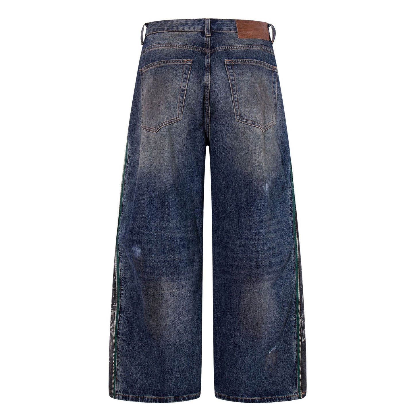 Panel Wash Wide Leg Denim Jeans WN23107