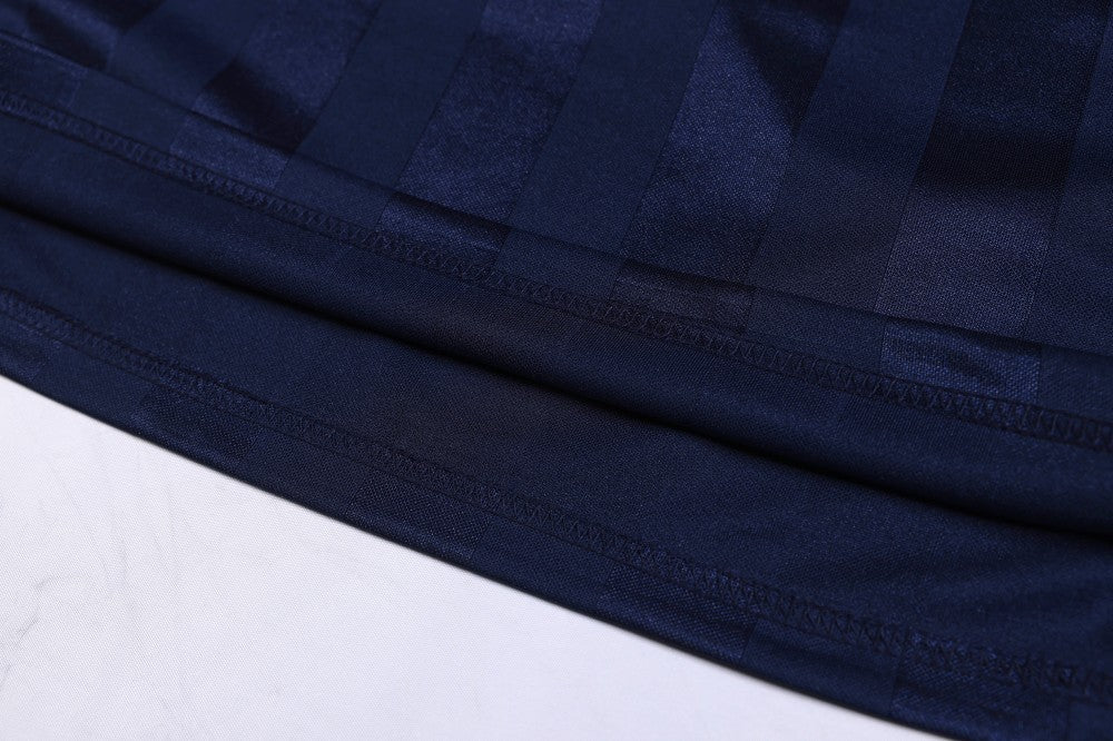 Vertical Stripe Jacquard Badge Embroidery Short Sleeve Shirt WN28041