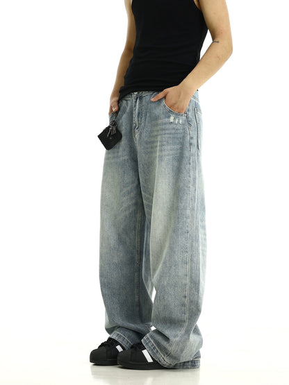 Wash Wide Leg Straight Denim Jeans WN8273