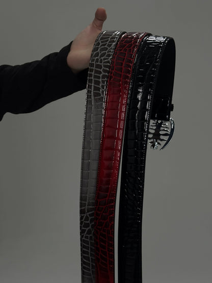 Metal Buckle PU Leather Crocodile Pattern Belt WN22629