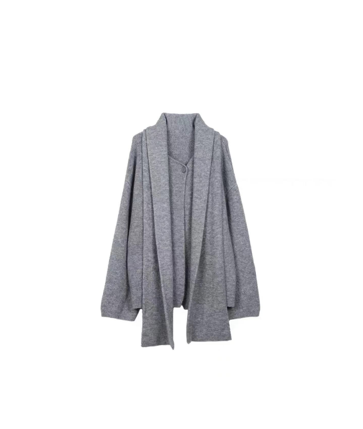 Oversize Knit Cardigan With Scarf WN9343