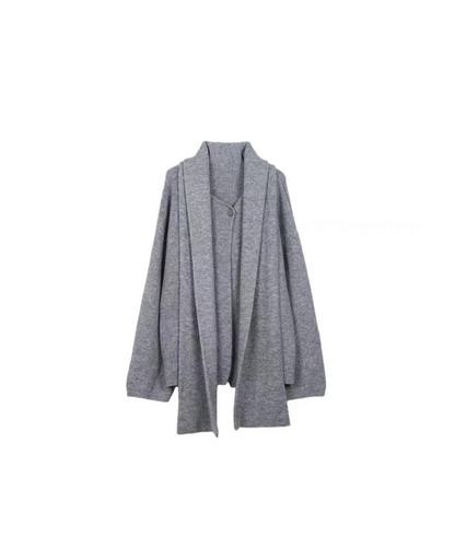 Oversize Knit Cardigan With Scarf WN9343