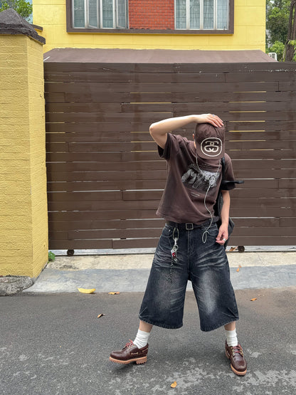Washed Graphic Print Oversize Short Sleeve T-Shirt WN24378