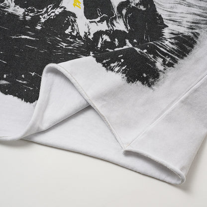 Washed Letter Skull Graphic Short Sleeve T-Shirt WN28103