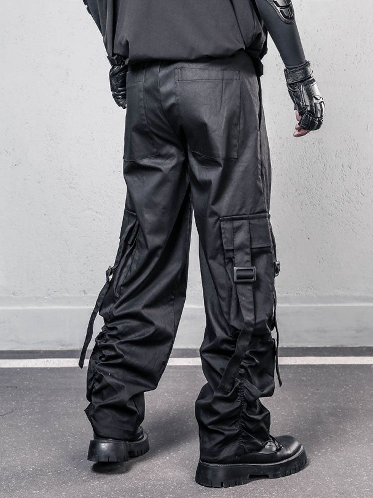 Functional Adjustable Cuffed Wide Leg Cargo Pants WN22521