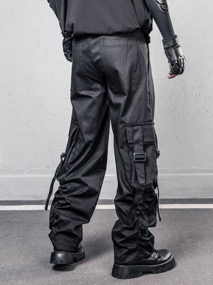 Functional Adjustable Cuffed Wide Leg Cargo Pants WN22521