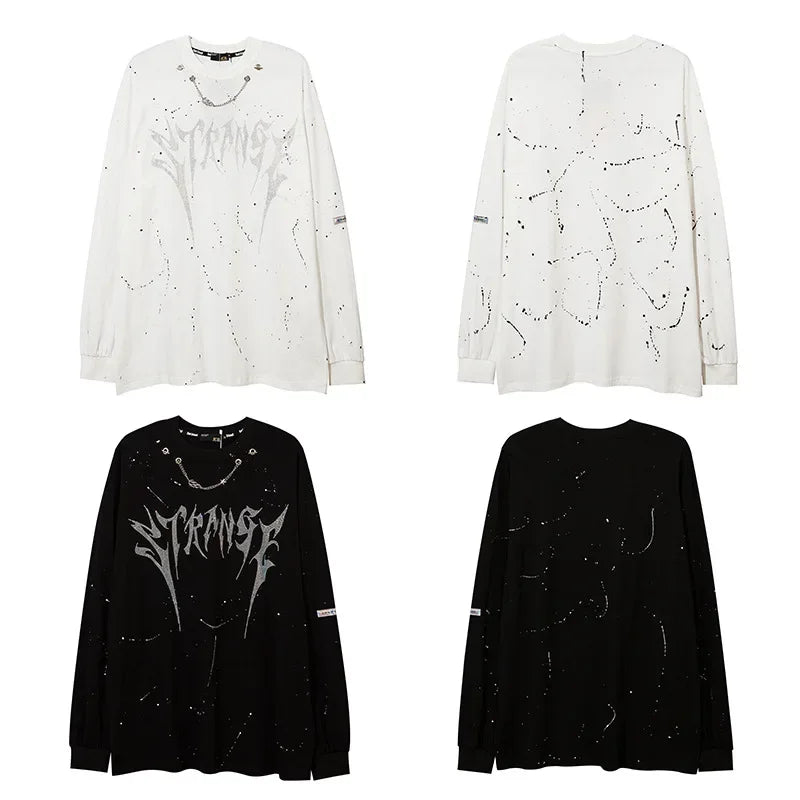 Letter Rhinestone Long Sleeve T-Shirt WN15031