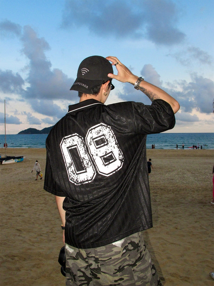 Colorblock Stripe Shoulder-Pad Short Sleeve T-Shirt WN20859