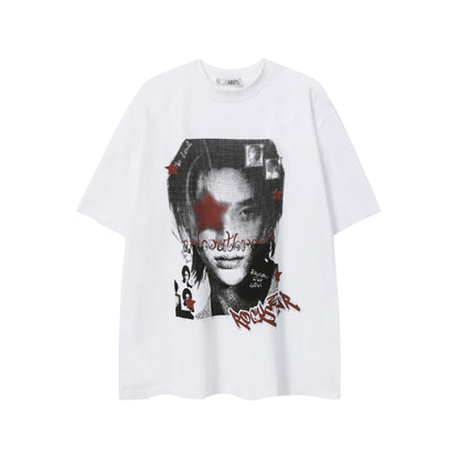Oversize Portrait Print Short Sleeve T-Shirt WN25380