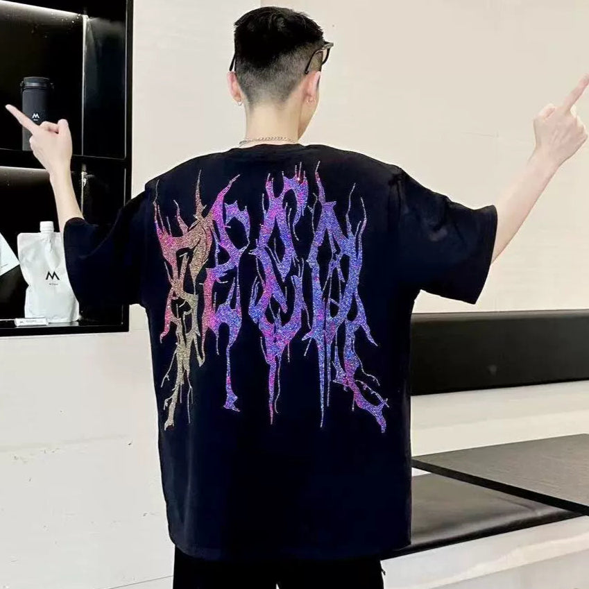 Rhinestone Thorn Oversize Short Sleeve T-Shirt WN20704