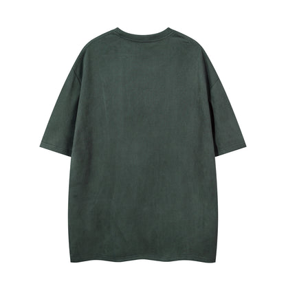 Thorn Embroidery Suede Oversize Short Sleeve T-Shirt WN16219
