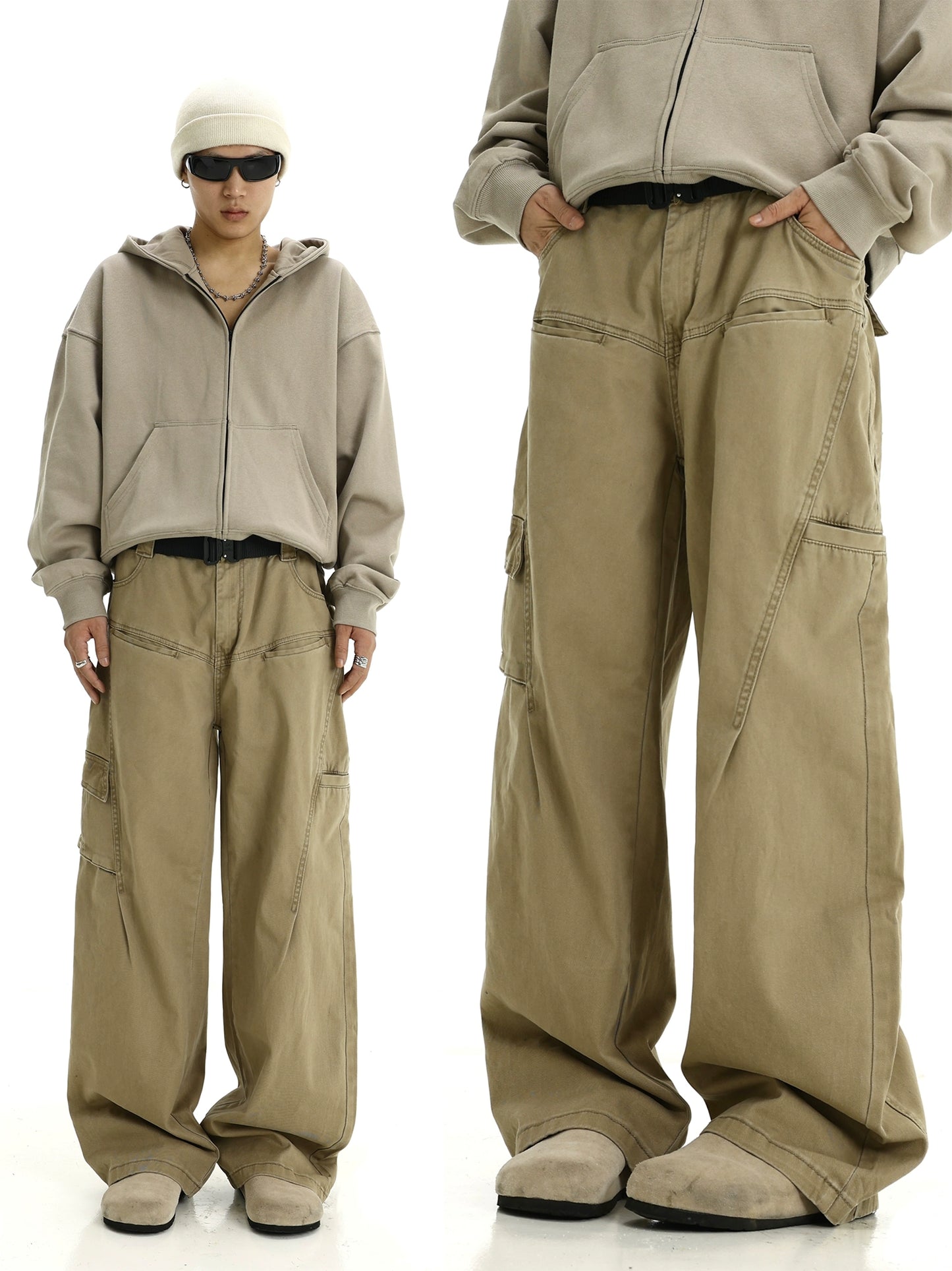 Washed Wide-Leg Straight Cargo Pants WN5794