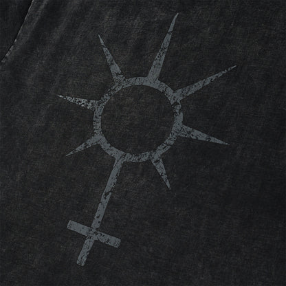 Fade Washed Skull Number Print Short Sleeve T-Shirt WN25769