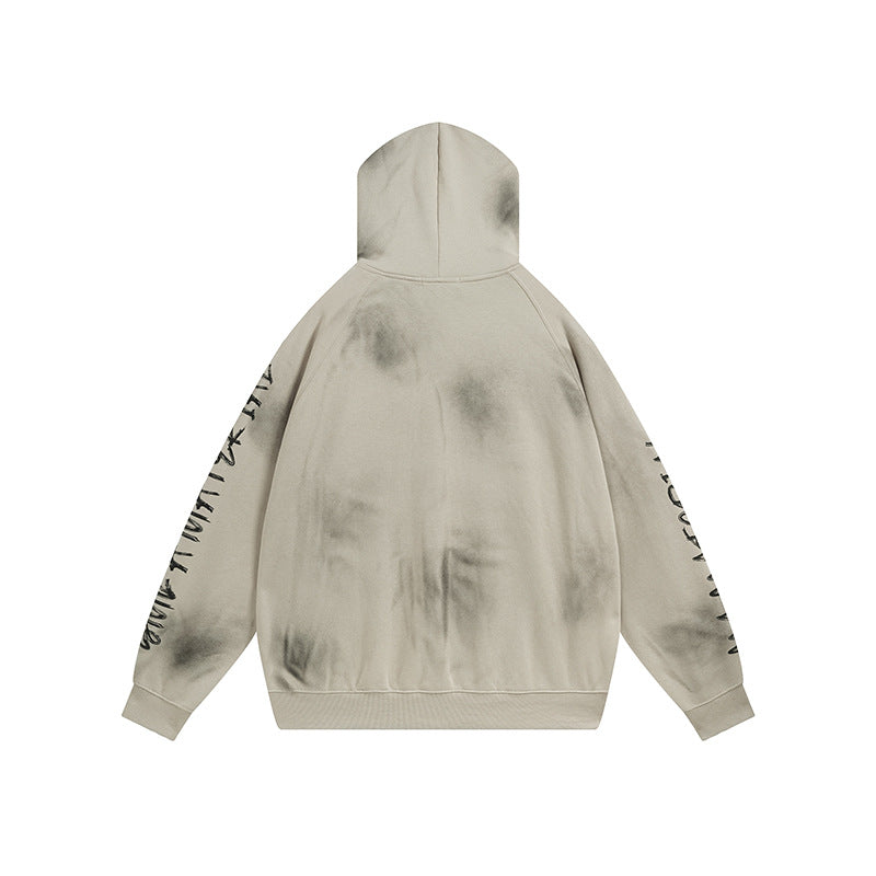 Heavyweight Washed Patch Embroidery Pullover Hoodie WN25660
