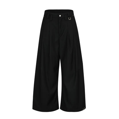 Metal Buckle Pleats Wide Leg Pants WN25953