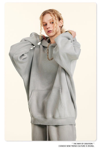 Oversize Fleece Lining Washed Pullover Hoodie WN9924