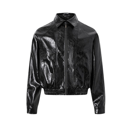 Shiny Zip-Up PU Leather Jacket WN23071
