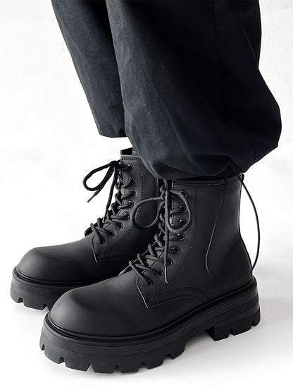 Chunky Sole Zipper Design PU Leather High-Top Boots WN19149