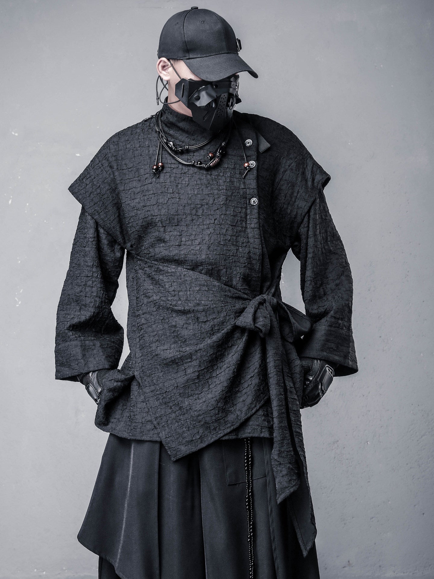 Deconstruct Fake Layered Strap Long Sleeve Shirt WN22526