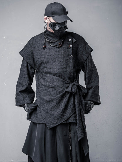 Deconstruct Fake Layered Strap Long Sleeve Shirt WN22526