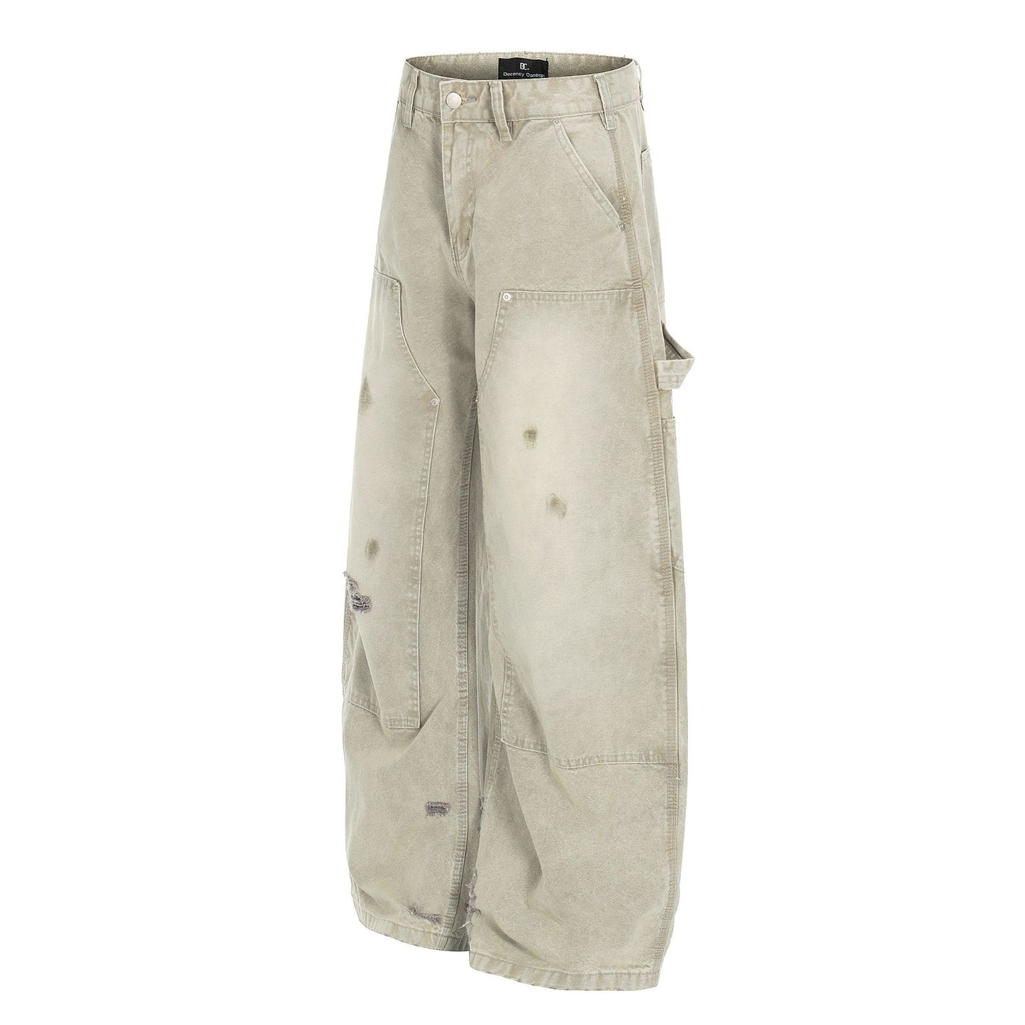 Deconstruction Damage Wide Leg Denim Jeans WN25818
