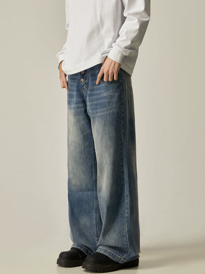 Washed Straight Leg Denim Jeans WN8972