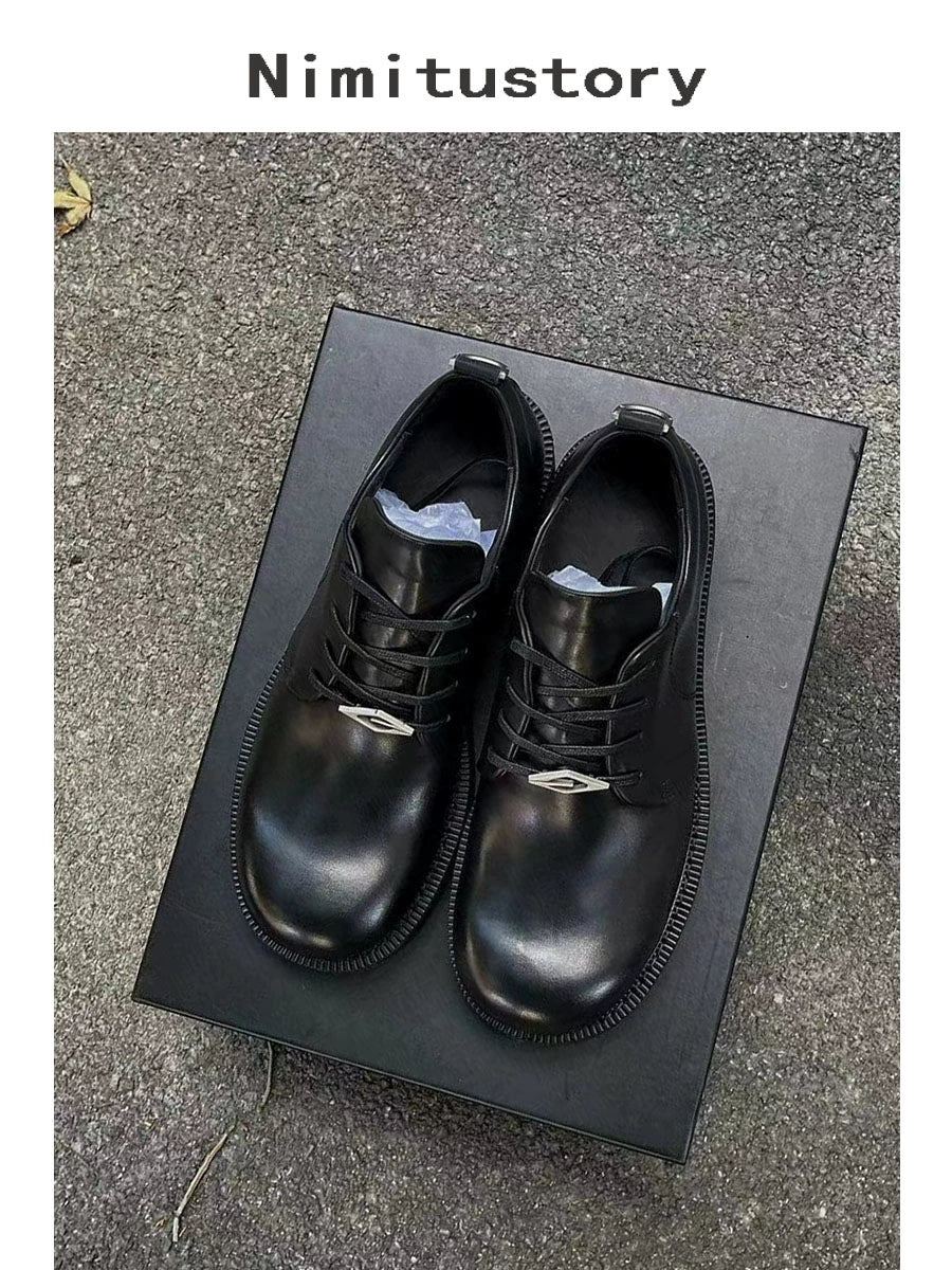 Round Toe Chunky Sole Leather Derby Shoes WN20600