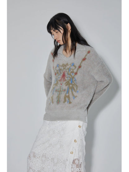 Fake Mink Oversize Knit Sweater & Vest WN18982