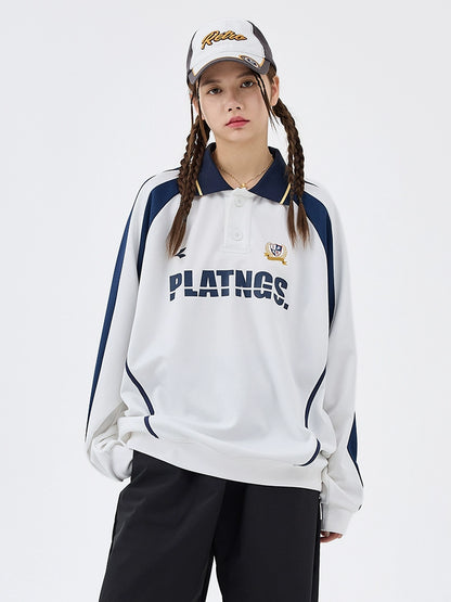 Sporty Polo Collar Long Sleeve T-shirt WN8626