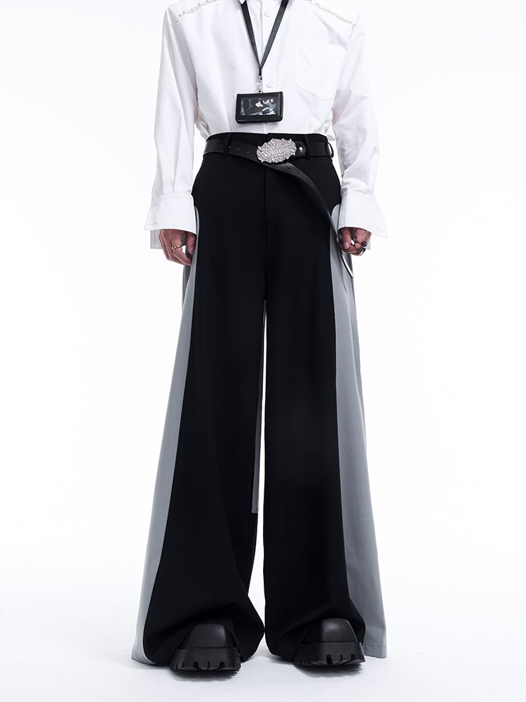 Contrast Color Tailored Jacket & Wide-leg Trousers Setup  WN8074