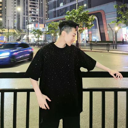 Rhinestone Star Heavyweight Oversize Short Sleeve T-Shirt WN20713