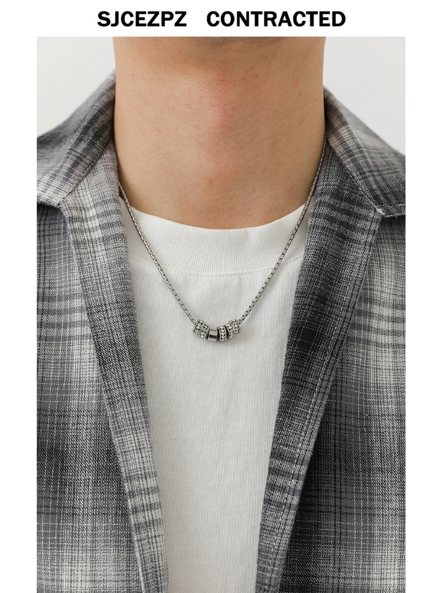 Titanium Steel Rhinestone Circle Necklace WN21263