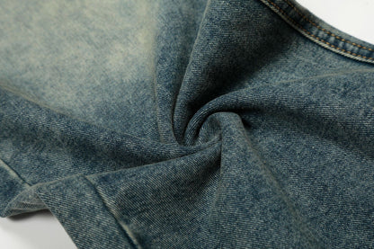 Star Patch Rivet Wide Leg Denim Jeans WN25585