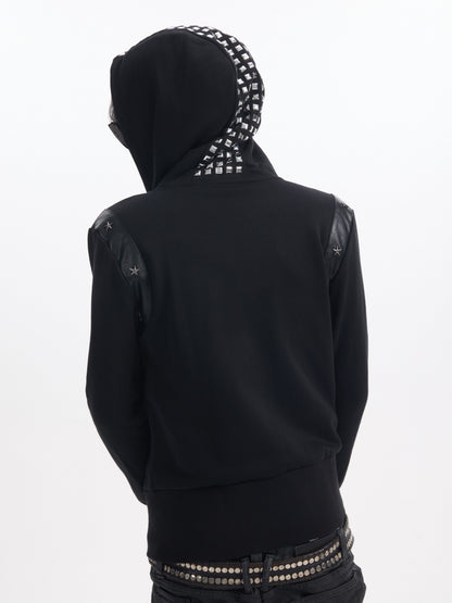 Studs Detail Star Zipper Hoodie WN27189