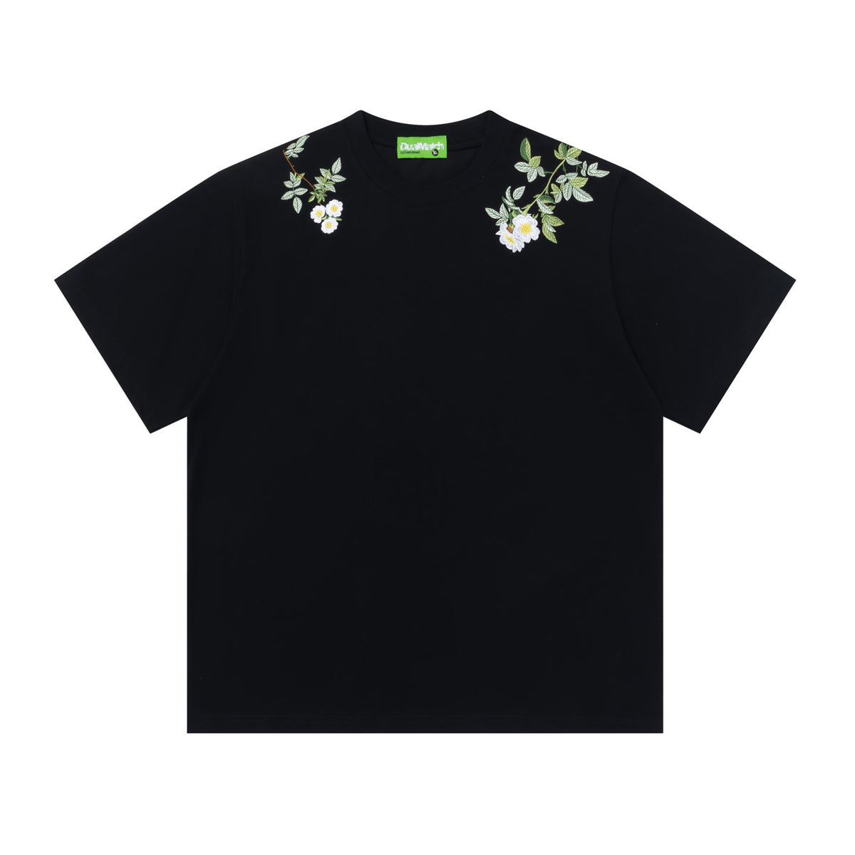 Floral Letter Embroidery Oversize Short Sleeve T-Shirt WN26880