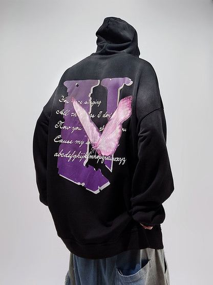 Butterfly Design Oversize Pullover Hoodie WN23987