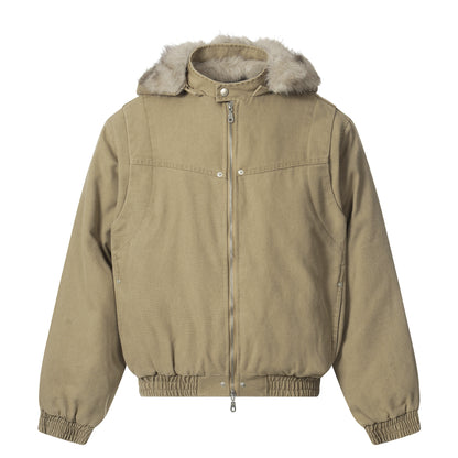 Detachable Fur Collar Hooded Puffer Jacket WN21864