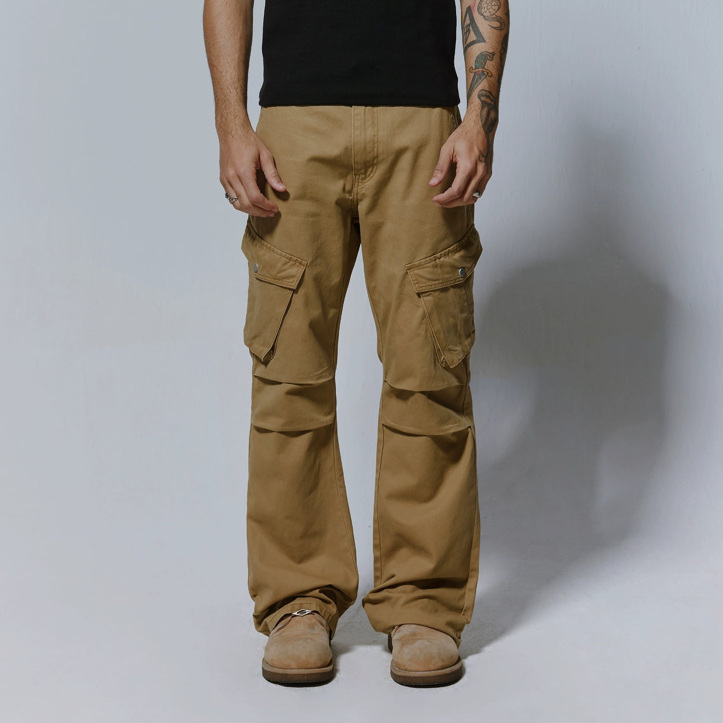 Wrinkle Multi-Pocket Cargo Denim Jeans WN17479