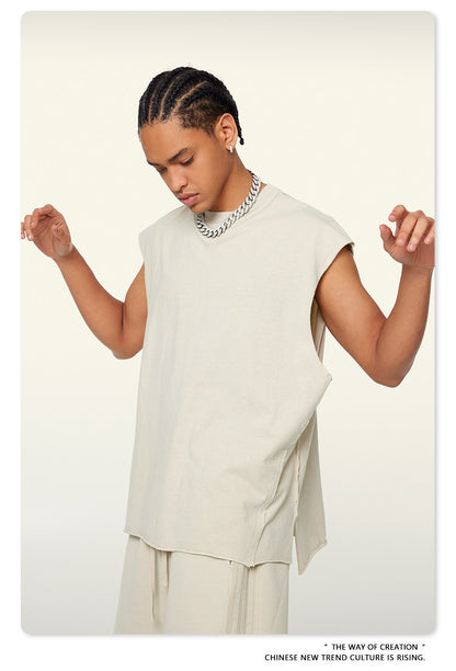 Washed Oversize Sleeveless T-Shirt WN6069