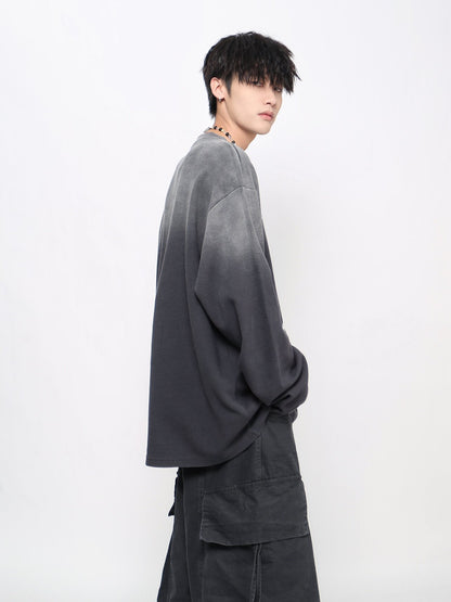 Gradient Graphic Print Damage Long Sleeve T-Shirt WN24464