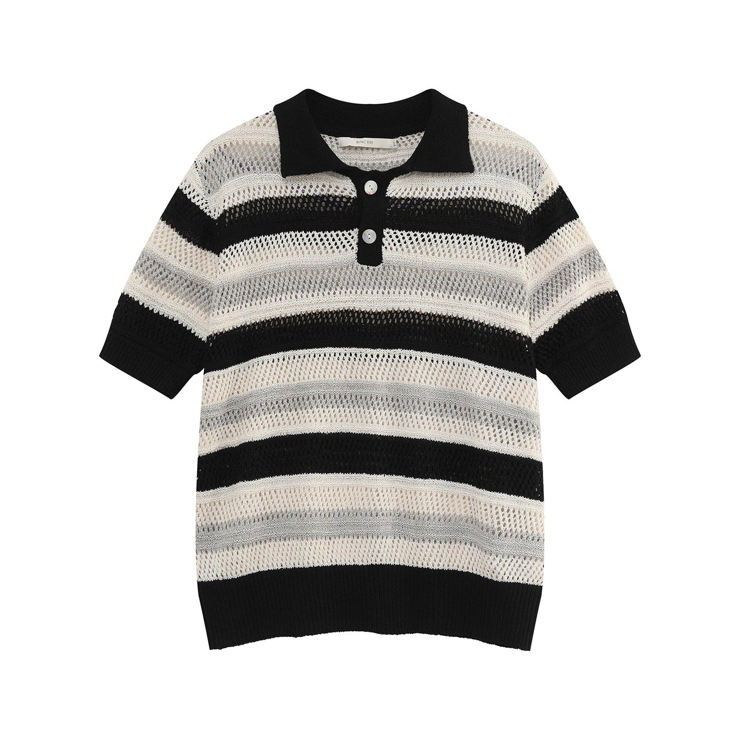 Openwork Border Knit Polo Short Sleeve Shirt WN25020