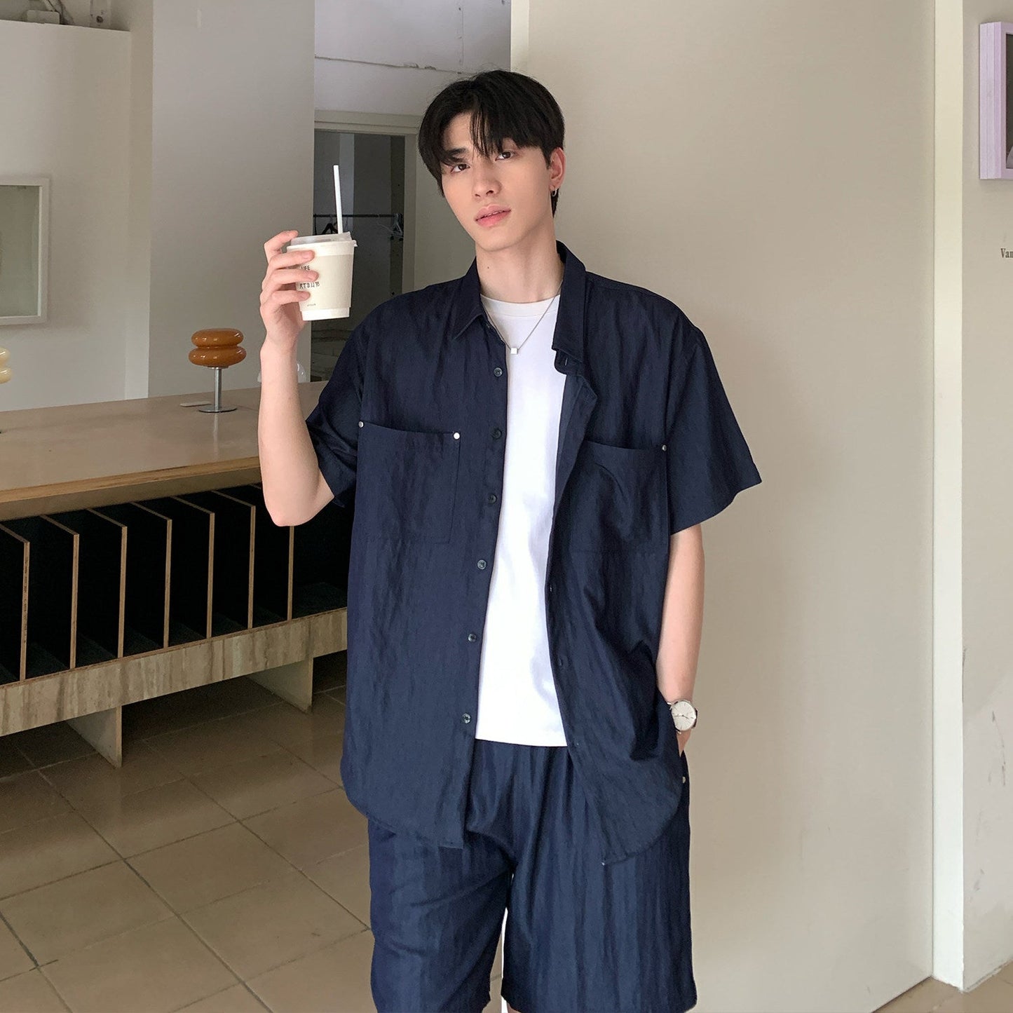 Oversize Short Sleeve Shirt & Half Pants Setup WN24884