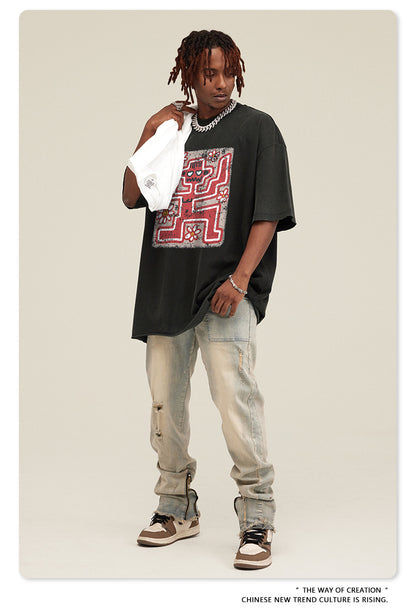 Washed Print Short Sleeve T-Shirt WN7824